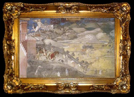 framed  Ambrogio Lorenzetti Life in t he Country (mk08), ta009-2